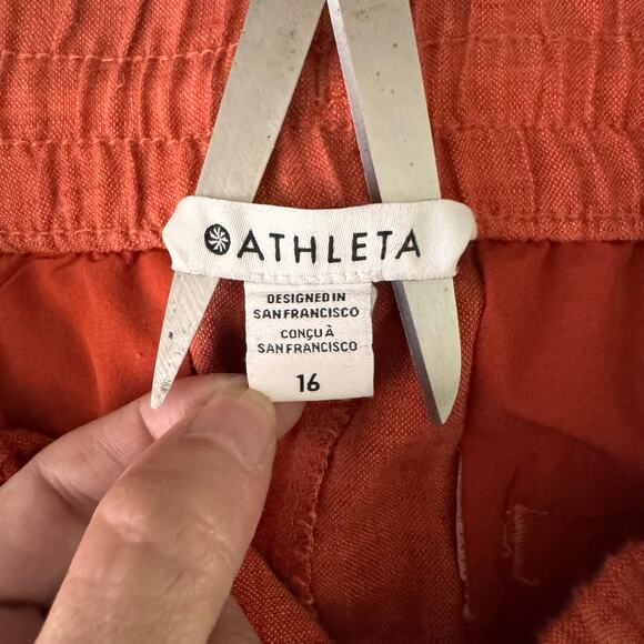 ATHLETA Jogger 16 Retreat Linen Elastic Waist w/Drawstring Coral TerraCotta - Picture 11 of 15